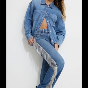 Dynamite Rhinestone Fringe Jeans
